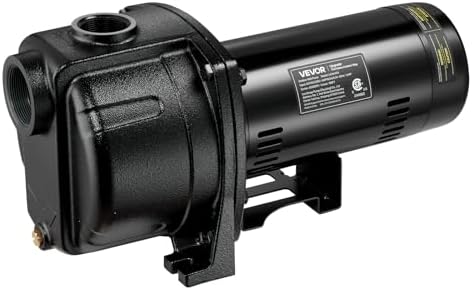 VEVOR 1/2 HP Shallow Well Jet Pump, AC 115/230 Volt, 790 GPH Dual Voltage Cast Iron Well Jet Pump, with 147 ft Max Head Lift, Automatic Pressure Switch, for Garden Irrigation Lawn Sprinkler System