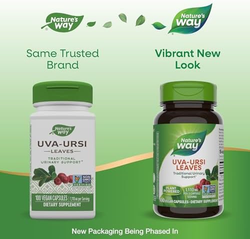 Nature's Way Uva Ursi, 1,440 mg per Serving, 100 Capsules (Packaging May Vary)