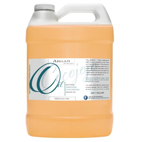 Moroccan Argan Oil Gallon – 100% Pure & Natural Cold Pressed Extra Virgin Argan Oil Bulk (128 oz / 1 Gallon) Body Care Moisturizer for Hair, Skin