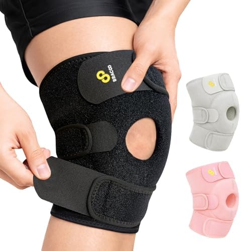 Bracoo Knee Support Brace for Men Women, Adjustable Compression Sleeve Wrap Patellar Pad Tendon - Arthritis Pain, meniscus tear, Injury Recovery, Running, Workout, KS10