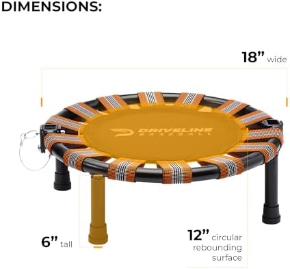 Driveline Baseball Shoulder Recovery Mini Trampoline (18-Inch) Portable with Carrying Case