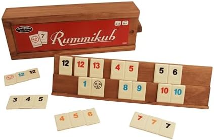 Rummikub Tile Game in Vintage Edition Wooden Storage Case, Ages 8+
