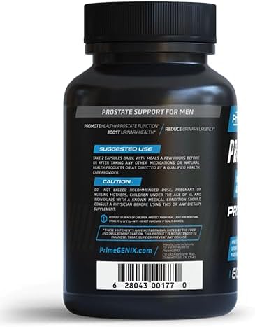 PrimeGENIX - Prostate Health Supplements for Men - Saw Palmetto, Pygeum Africanum, & Zinc - Hormonal & Prostate Support 60 Capsules