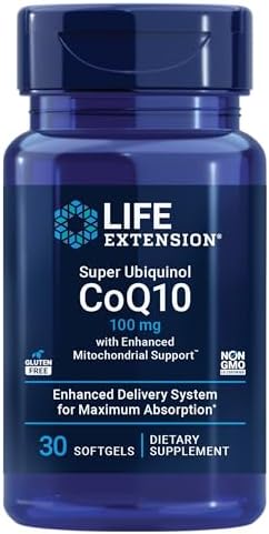 Life Extension Super Ubiquinol CoQ10 with Enhanced Mitochondrial Support, Heart Health Supplement, Maximum Absorption, 50 mg, Non-GMO, Gluten-Free, 30 softgels | Ultra-Absorbable Ubiquinol CoQ10 with Shilajit for Heart Health & Cellular Energy Production…