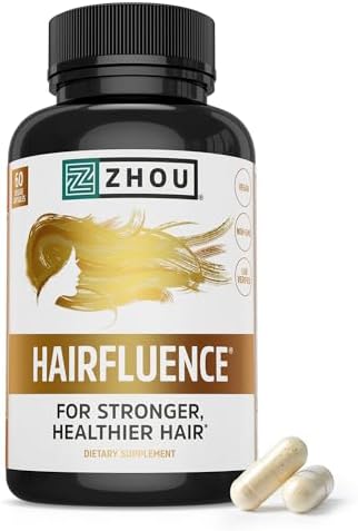Zhou Hairfluence Supplement - 60 Veggie Capsules (Pack of 1) | Vegan Biotin Supplement for Hair Growth for Men & Women, Supports Stronger & Healthier Hair & Nails