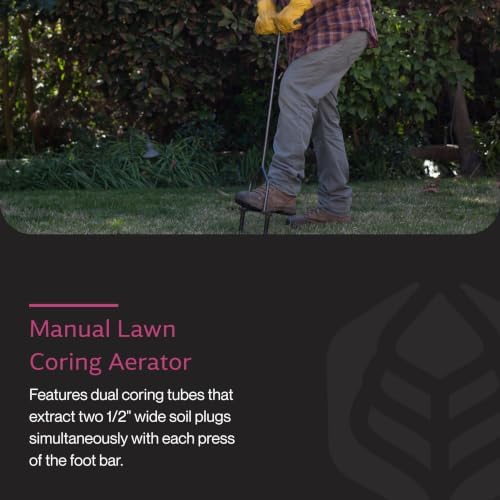 Yard Butler Manual Lawn Coring Aerator, ID-6C - Lawn Care Tool for Aerating - Long-Handled - Power-Coated Steel Construction - Comfortable Cushioned Handles Garden Tool - Easy to Use | Long-Handled Aerator, Powder-Coated Steel Construction, Cushioned Han…