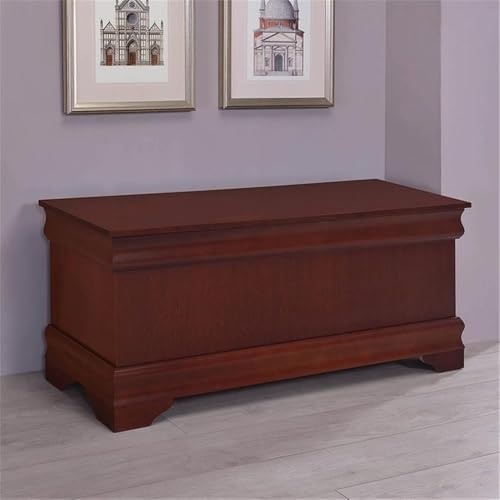 BOWERY HILL Traditional Wood Cedar Blanket Chest, Warm Brown Finish, 47" W x 17" D x 20" H, Cedar-Lined Interior, Solid Pattern