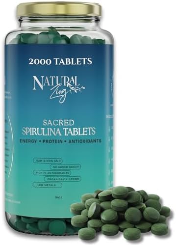 NaturalZing - 100% Pure Organic Spirulina Tablets | Non-GMO | Daily Greens | Vegan Superfood Protein & Antioxidant Support – Rich in Phycocyanin, Beta Carotene & Iron - 2000 Tablets (16 oz Bulk Pack)