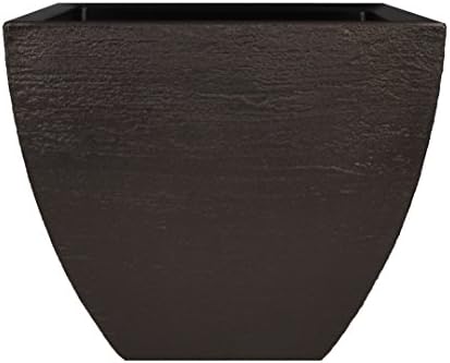 Tusco Products MSQ16BK Modern Square Garden Planter, 16-Inch, Black