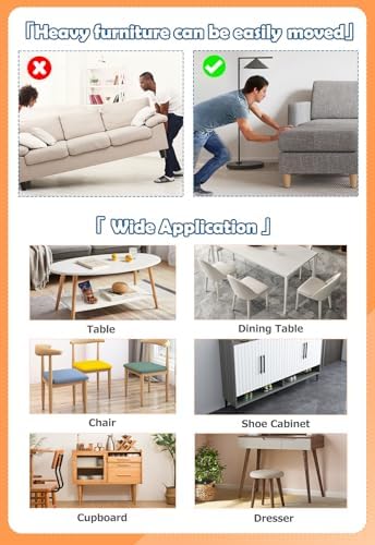 Teflon Furniture Sliders, 20pcs 1inch Square Furniture Glides with Nail for Carpet Tile Hardwood (Grayish Blue)
