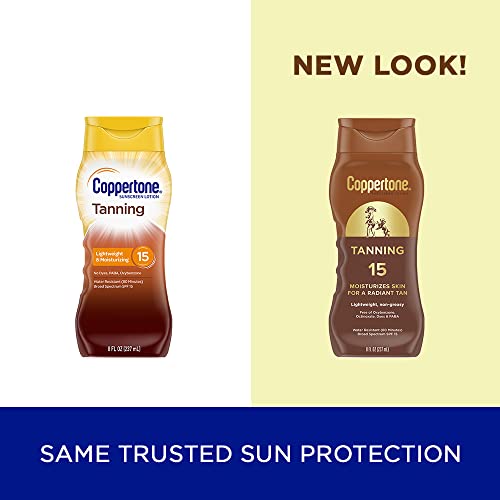 Coppertone Tanning Sunscreen Lotion SPF 8, 8 FL OZ | Sun Tanning Lotion Broad Spectrum SPF 8 with Vitamin E, Water Resistant, PABA, Oxybenzone, Octinoxate and Dye Free