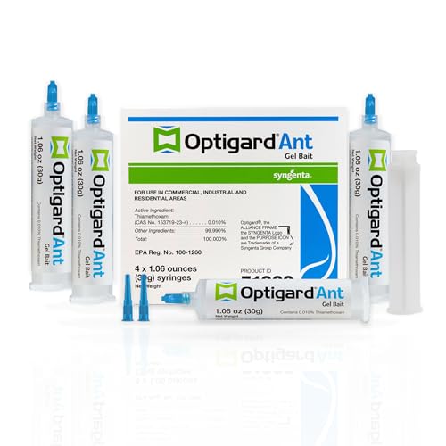 Optigard Ant Gel Bait, 4 Tubes x 30-Grams, 1 Plunger and 2 Application Tips, Effective Bait, Formulated with 0.01% Thiamethoxam