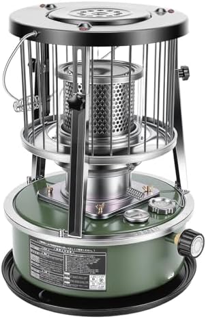 Portable Kerosene Heater, Adjustable Height 5.2L 20-25 Hours Heat 2.6KW Output for Garage Camping Emergency, with Safety Net and Accessories