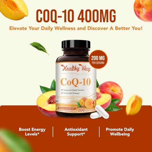 Coenzyme Q10 400mg CoQ10 Supplement - Once Daily Coq 10 400mg Powder Capsules for Healthy Heart Antioxidant and Energy Support - Non-GMO Quick Absorption Ubiquinone Q10 Coenzyme (100 Servings)