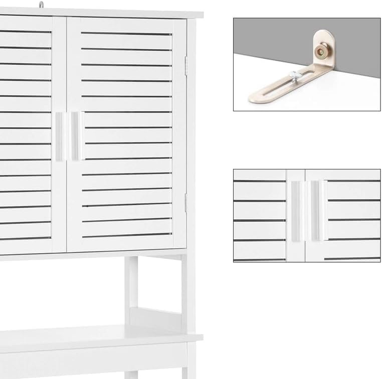 SONGMICS Bamboo Over The Toilet Storage Cabinet, Adjustable Inside Shelf