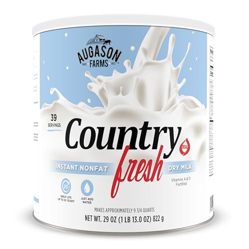 Augason Farms Country Fresh Instant Nonfat Dry Milk Powder | 39 Servings, 20 Year Shelf Life, Gluten Free