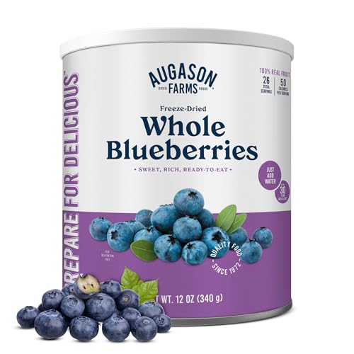 Augason Farms Freeze-Dried Whole Blueberries Can | Emergency Food Supply, 26 Servings, 30 Year Shelf Life, Great for Cooking, Baking, and Snacks