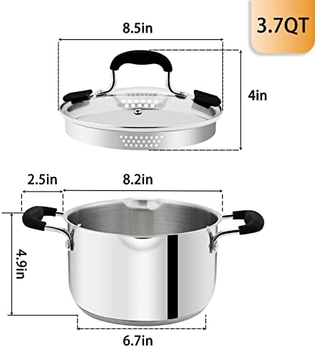 Rorence 6 Quart Stainless Steel Stock Pot, Induction Cooking Pot with Lid