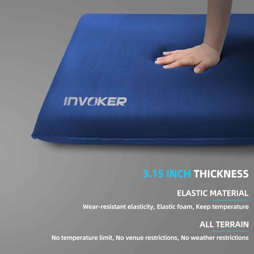 INVOKER Camping Sleeping Pad, Self-Inflating, 75 x 24 x 3.15 in, Green