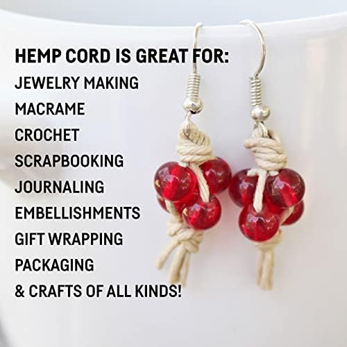 Hemptique 100% Hemp Cord Spool - 62.5 Meter Hemp String - Made with Love - No. 20 ~ 1mm Cord Thread for Jewelry Making, Macrame, Scrapbooking, DIY
