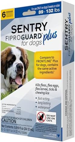 Sentry Fiproguard for Dogs, Flea and Tick Prevention for Dogs (23-44 Pounds), Includes 3 Month Supply of Topical Flea Treatments | Ideal for Medium Dogs 23-44 lbs; Kills Fleas, Ticks & Chewing Lice for 30 Days; 8 weeks+; Vet-Quality OTC Formula