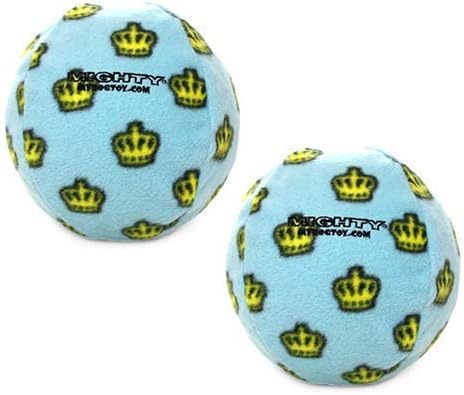 MIGHTY Tuffy 2 Pack Medium Ball Dog Toy: Ultra Durable Plush Toy with Multiple Layers & Reinforced Seams, Washable and Floats, Vinyl Ball & Fleece