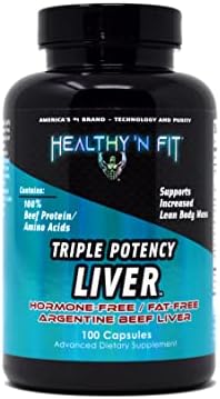 Healthy 'N Fit Triple Potency Liver (100 Capsules) - Pure Argentine Desiccated Beef Liver. Hormone Free, Pasture Raised, No Fillers.