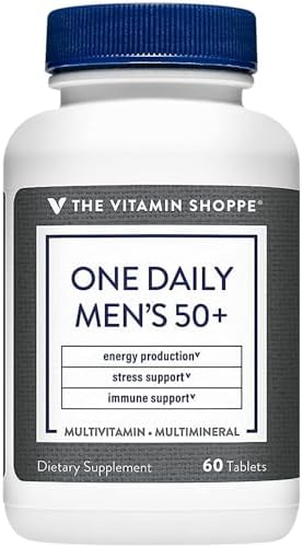The Vitamin Shoppe Brand One Daily Men's 50+ Multivitamin, 60 Tablets | Includes Magnesium, Zinc, Calcium and More, Energy Stress & Immune Support