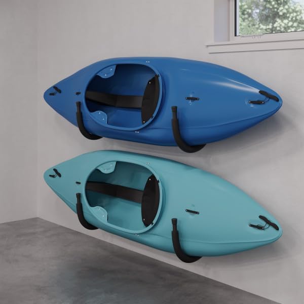 2-Pack of Kayak Storage Hook Sets - Kayak Wall Mount Hangers with 100lb Capacity Per Pair for Paddleboards, Surfboards,
