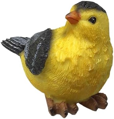 BANBERRY DESIGNS Goldfinch Bird Figurines Set of 3, Hand-Painted Polystone Birds in 3 Poses, Small Decorative Bird Statues for Home, Garden, Mantel, Shelf and Spring Decor, 3 Inch