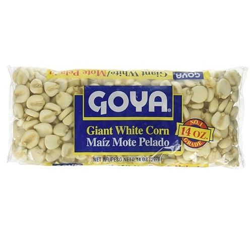 Goya Giant White Corn, Whole White Hominy, Maíz Mote Pelado, Hominy, 14oz | Whole White Hominy, Mexican Corn, Dried White Corn Kernels