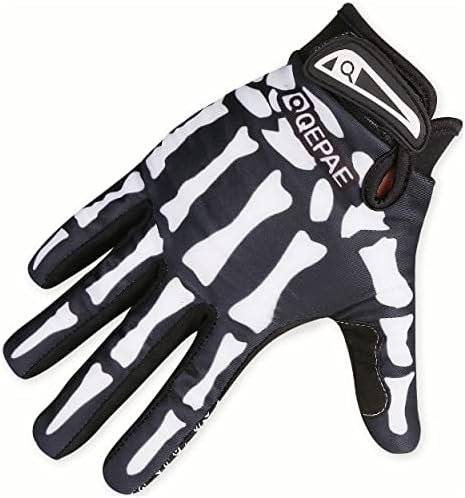 Azarxis Skeleton Gloves Adjustable Lightweight Racing Skull Sports Work Bone Gloves Anti-Slip Breathable for Men & Women Motorcycle, Cycling, Biking