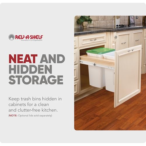 Rev-A-Shelf Top Mount Double Pullout Under Cabinet 35 Quart Kitchen Trash Cans with 150 Pound Rated Full-Extension Slides, 4WCTM-21DM2