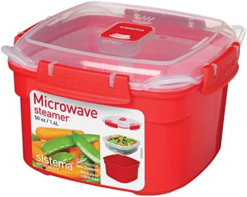 Sistema Microwave Collection Steamer, Medium, 83.5 oz./2.4 L, Red