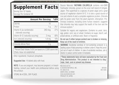 Source Naturals Yaeyama Chlorella, Freshwater Green Superfood*- 200 mg - 300 Tablets
