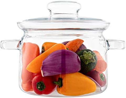 Simax 48 Oz Borosilicate Glass Saucepan With Lid - Microwave, Stove and Dishwasher Safe Potpourri Pot and Serving Dish