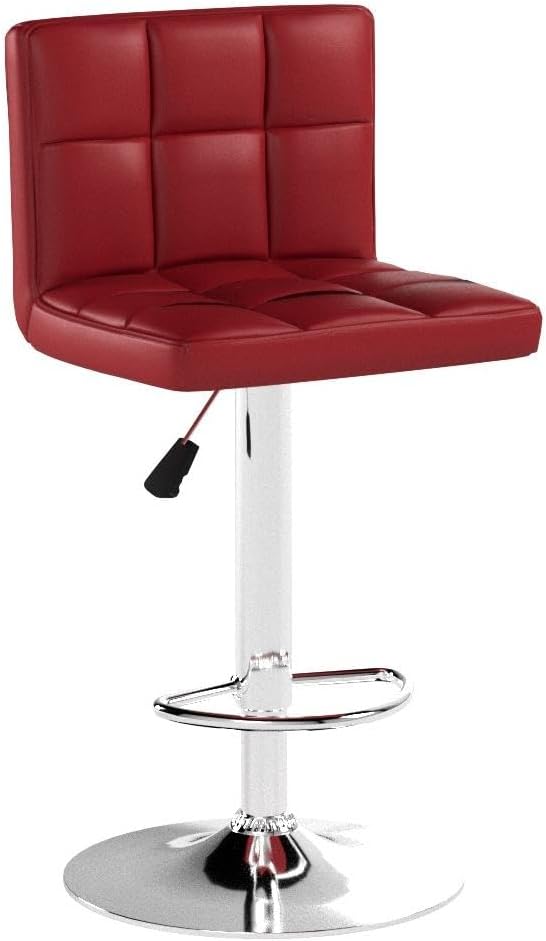 Furmax Bar Stools Modern Pu Leather Swivel Adjustable Hydraulic Bar Stool Square Counter Height Stool Set of 2 (White)