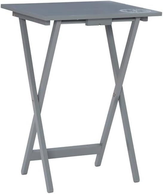 Riverbay Furniture 5 Piece TV Tray Table Set, Faux Marble Tops, Rubberwood and MDF, Brown Finish, Includes 4 Folding Tray Tables and 1 Storage Stand, Compact Design for Living Room or Home Use