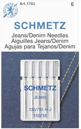 SCHMETZ Jean & Denim Sewing Machine Needles - Precision Needles for Heavy Fabric, Size 110/18, 5-Needle Cards, Pack of 1