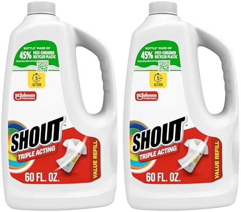 Shout Triple-Acting Laundry Stain Remover for Everyday Stains Liquid Refill, 60 Fl Oz