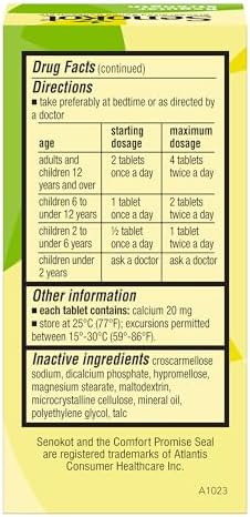 Senokot Regular Strength Laxatives for Constipation, Senna Tablets, 100 ct