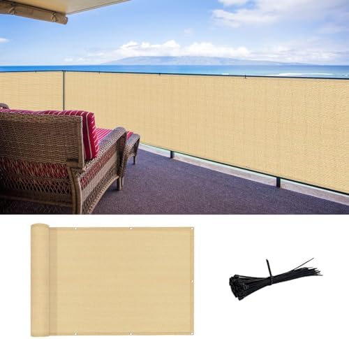 SUNLAX 3'x10' Black Balcony Privacy Screen Fence Windscreen 90% UV Block