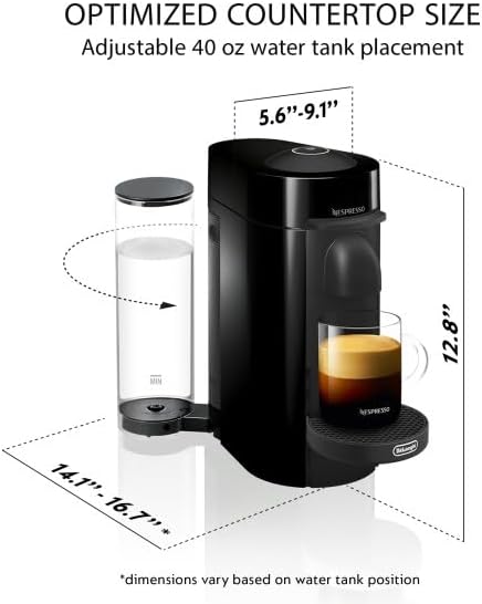 Nespresso Vertuo Plus Coffee & Espresso Maker by De'Longhi, Grey | Grey coffee machine that brews 4 cup sizes: 5 and 8 oz. coffee, plus single and double espresso, at the touch of a button.