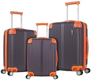 Rockland Berlin Hardside 3 Piece Expandable Spinner Wheel Luggage Set, (20"/24"/28"), Black