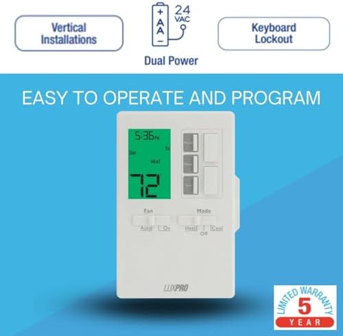 P711 7-Day Programmable or Non-Programmable, Easy-to-Use Thermostat | P711 Prog/Non-Prog, Digital Heating/Cooling Thermostat, Easy DIY Installation, Batteries Included