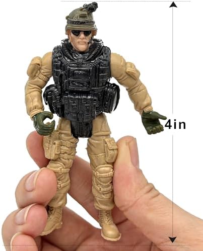 Mr.River US Army Men and SWAT Team Toy Soldiers Action Figures with Military Weapons Accessories for Kids Boys Girls,12Pcs