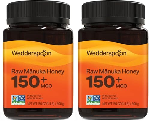 Wedderspoon Raw Manuka Honey 150+ MGO, 17.6 Oz, Unpasteurized New Zealand Honey, Non-GMO, BPA-Free Jar, Superfood & Natural Wellness Support | Unpasteurized New Zealand Honey, Non-GMO, BPA-Free Jar, Superfood & Natural Wellness Support