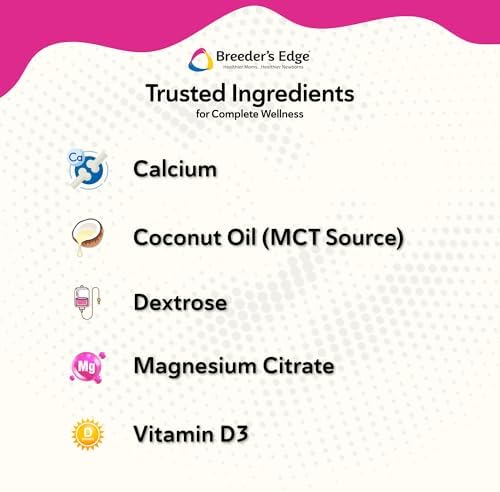 Breeder's Edge Oral Cal Plus Gel, Whelping and Queening Calcium Supplement Gel for Dogs and Cats Delivers 3 Calcium Sources in Labor to Support Strong and Normal Contractions, 30ml Paste