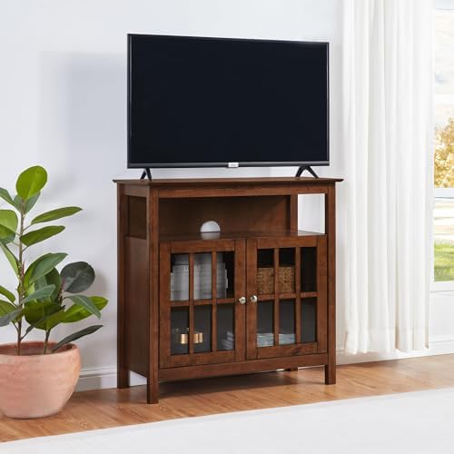 Convenience Concepts Big Sur Highboy TV Stand with Storage Cabinets and Shelves in White Finish