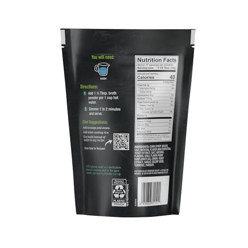 Frontier Co-op Vegetable Broth Powder, 1-Pound Bulk Bag, Broth, Soup Base, Gravy, Hot Drink, Kosher